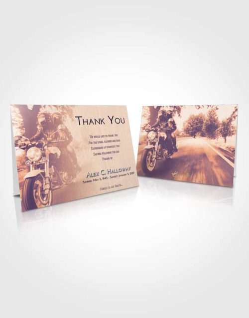 Funeral Thank You Card Template Lavender Sunset Motorcycle Days