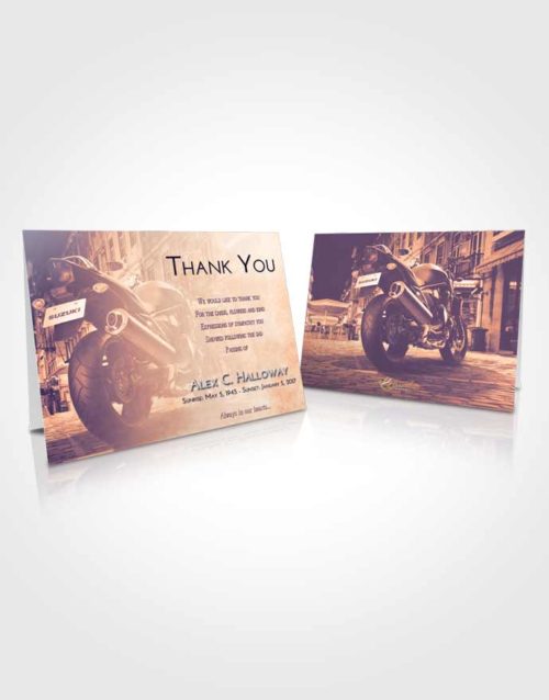 Funeral Thank You Card Template Lavender Sunset Motorcycle Dreams
