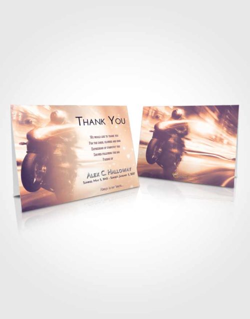 Funeral Thank You Card Template Lavender Sunset Motorcycle Speed