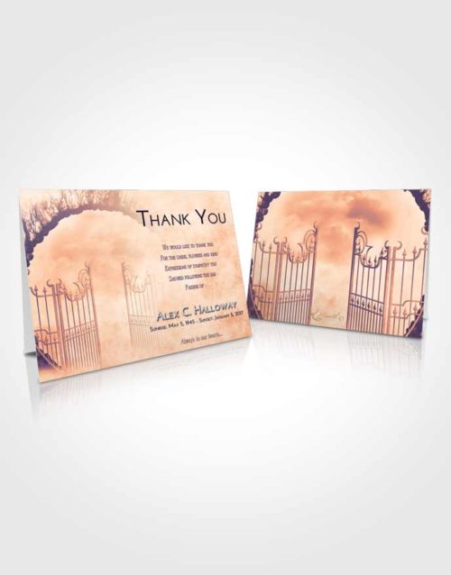 Funeral Thank You Card Template Lavender Sunset Mystical Gates of Heaven