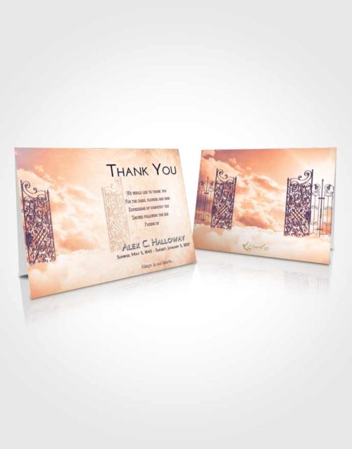 Funeral Thank You Card Template Lavender Sunset Pearly Gates of Heaven