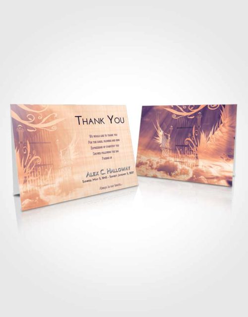Funeral Thank You Card Template Lavender Sunset Precious Gates to Heaven