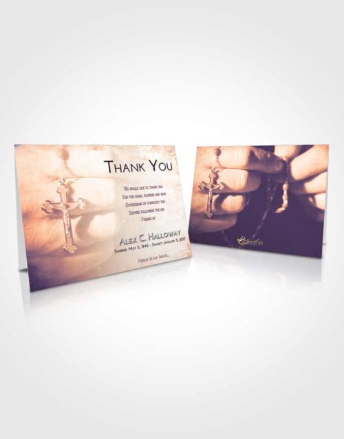 Funeral Thank You Card Template Lavender Sunset Rosary Honor