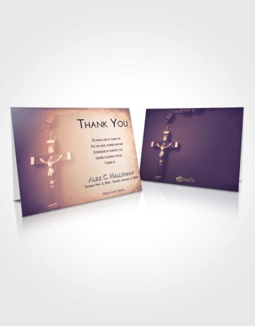 Funeral Thank You Card Template Lavender Sunset Rosary Love