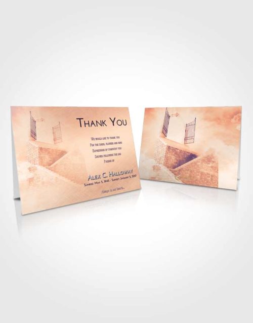 Funeral Thank You Card Template Lavender Sunset Stairway to the Gates of Heaven