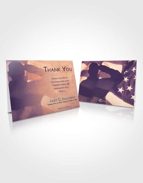 Funeral Thank You Card Template Lavender Sunset Veterans Honor