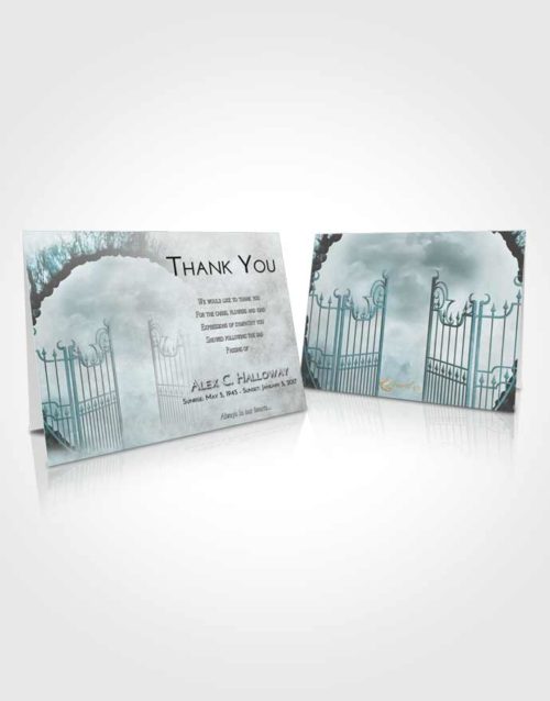 Funeral Thank You Card Template Loving Embrace Mystical Gates of Heaven
