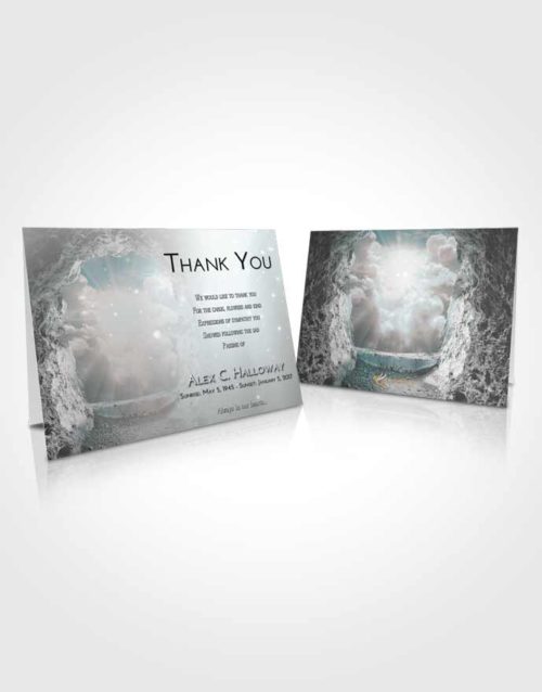 Funeral Thank You Card Template Loving Embrace Rocky Gates to Heaven