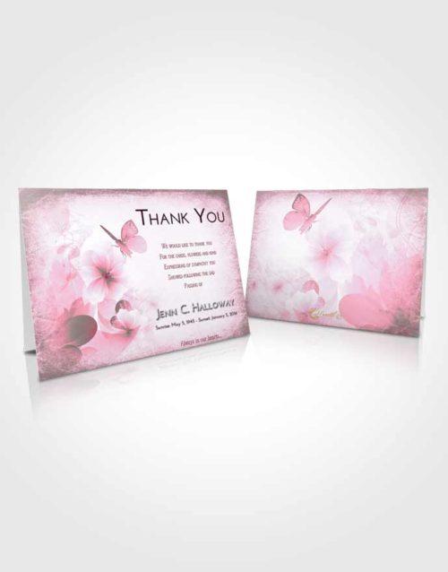 Funeral Thank You Card Template Pink Faith Floral Butterfly