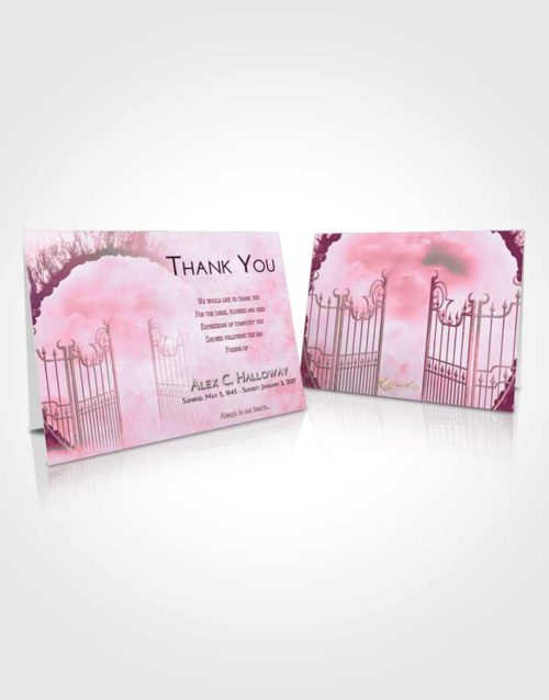 Funeral Thank You Card Template Pink Faith Mystical Gates of Heaven