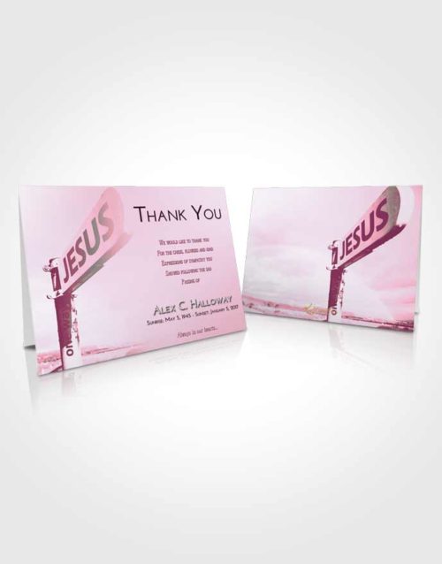 Funeral Thank You Card Template Pink Faith Road to Jesus