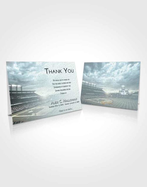 Funeral Thank You Card Template Soft Emerald Love Baseball Stadium