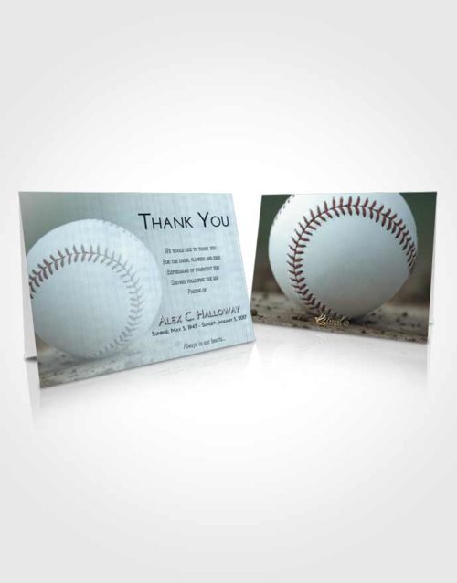 Funeral Thank You Card Template Soft Emerald Love Baseball Victory