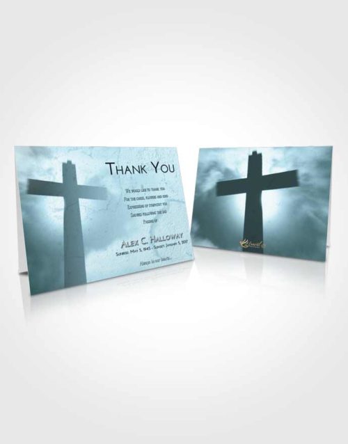 Funeral Thank You Card Template Soft Emerald Love Faith in the Cross