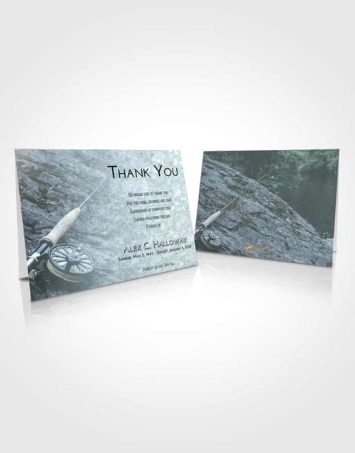 Funeral Thank You Card Template Soft Emerald Love Fishing on the Rocks