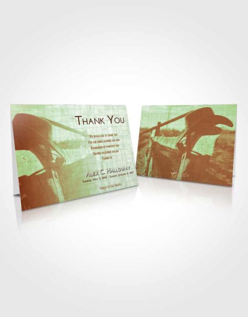Funeral Thank You Card Template Strawberry Mist Cowboy Honor