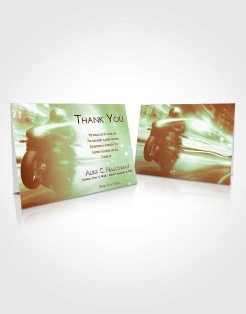Funeral Thank You Card Template Strawberry Mist Motorcycle Speed