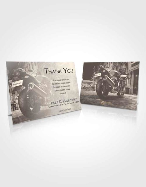 Funeral Thank You Card Template Tranquil Motorcycle Dreams