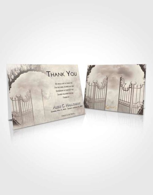 Funeral Thank You Card Template Tranquil Mystical Gates of Heaven