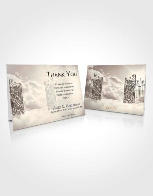 Funeral Thank You Card Template Tranquil Pearly Gates of Heaven
