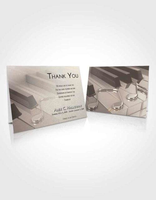 Funeral Thank You Card Template Tranquil Piano Keys