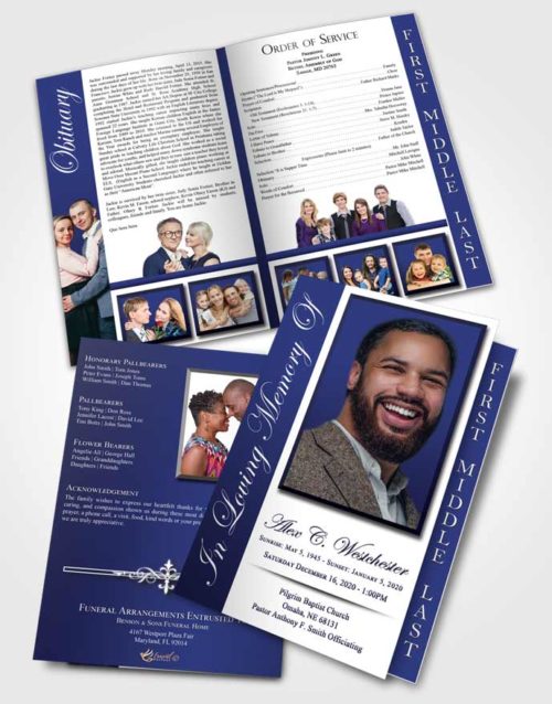 2 Page Graduated Step Fold Funeral Program Template Brochure Afternoon Radiance