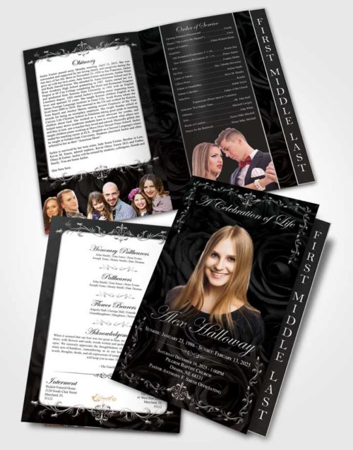 2 Page Graduated Step Fold Funeral Program Template Beautiful Afternoon Royal Rose
