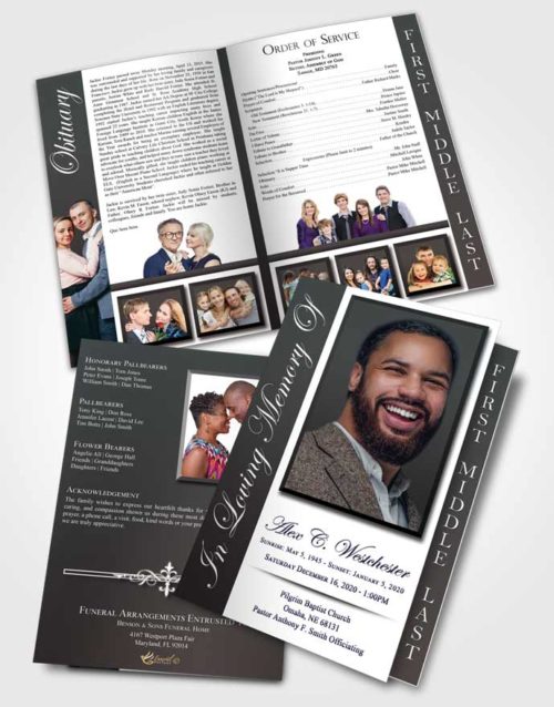 2 Page Graduated Step Fold Funeral Program Template Brochure Beautiful Radiance