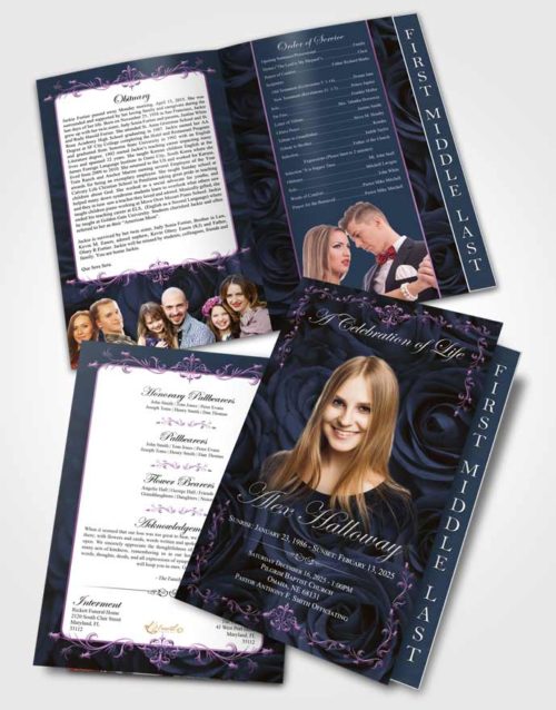 2 Page Graduated Step Fold Funeral Program Template Brilliant Afternoon Royal Rose