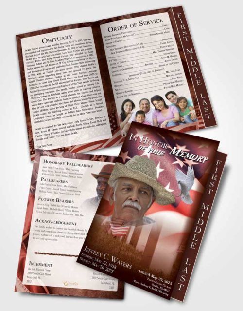 2 Page Graduated Step Fold Funeral Program Template Brochure Calm American Dream