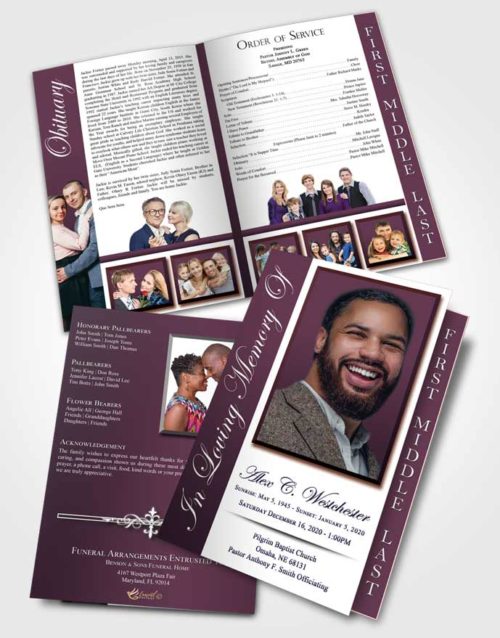2 Page Graduated Step Fold Funeral Program Template Brochure Calm Radiance