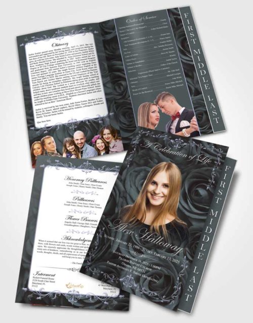 2 Page Graduated Step Fold Funeral Program Template Collected Afternoon Royal Rose