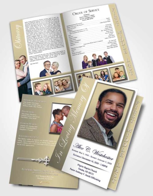 2 Page Graduated Step Fold Funeral Program Template Brochure Collected Radiance