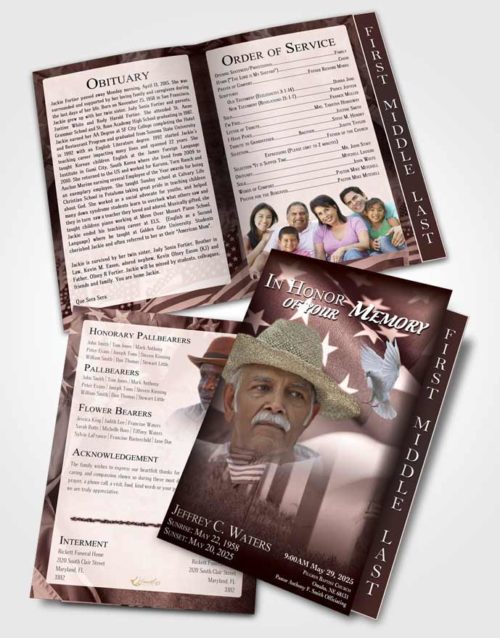 2 Page Graduated Step Fold Funeral Program Template Brochure Cool American Dream