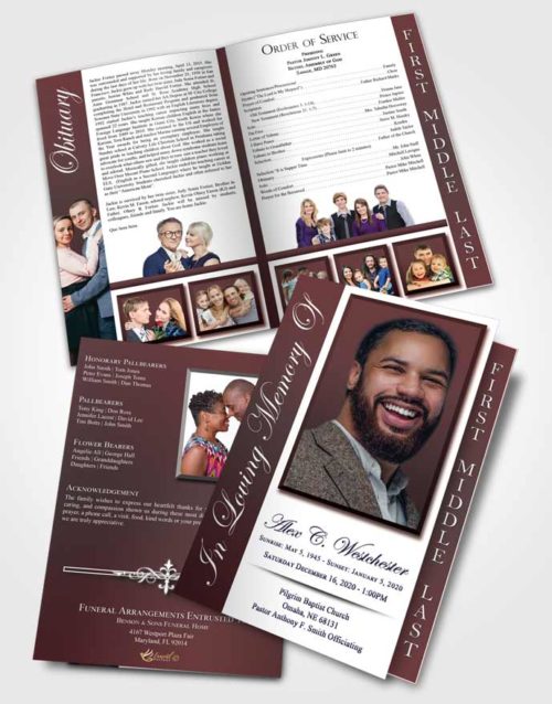 2 Page Graduated Step Fold Funeral Program Template Brochure Cool Radiance