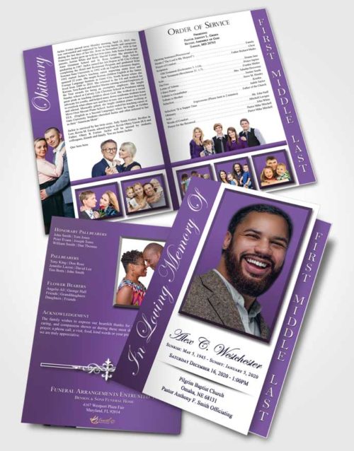2 Page Graduated Step Fold Funeral Program Template Brochure Dazzling Radiance