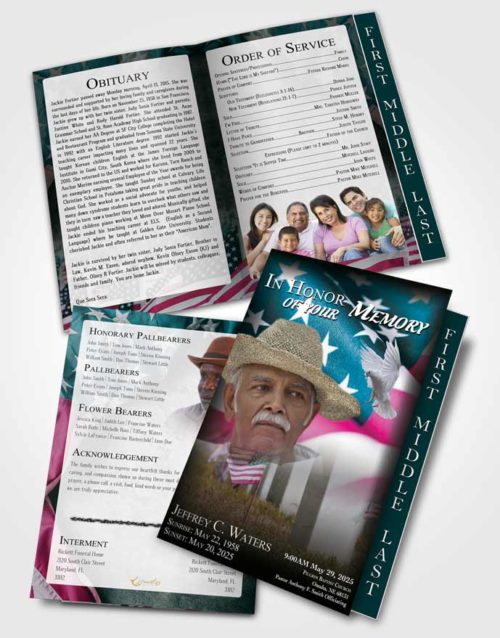 2 Page Graduated Step Fold Funeral Program Template Brochure Gentle American Dream