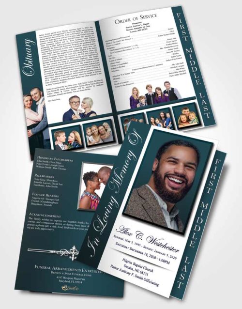2 Page Graduated Step Fold Funeral Program Template Brochure Gentle Radiance