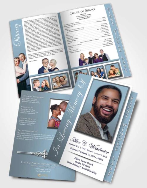 2 Page Graduated Step Fold Funeral Program Template Brochure Humble Radiance