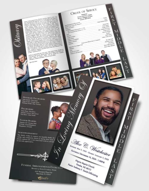 2 Page Graduated Step Fold Funeral Program Template Brochure Majestic Radiance