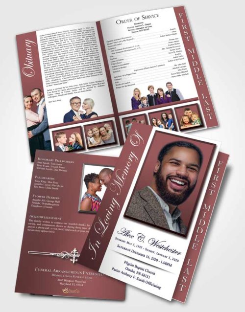 2 Page Graduated Step Fold Funeral Program Template Brochure Morning Radiance