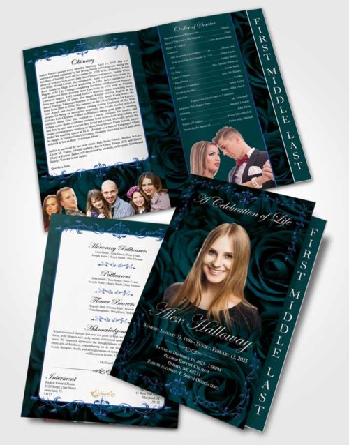 2 Page Graduated Step Fold Funeral Program Template Natural Afternoon Royal Rose