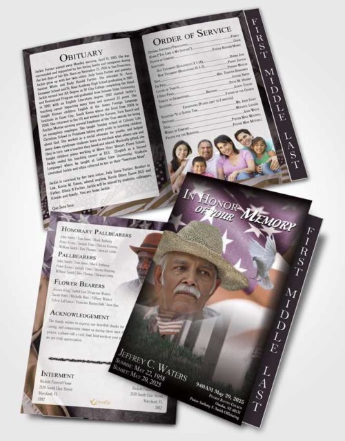 2 Page Graduated Step Fold Funeral Program Template Brochure Noble American Dream