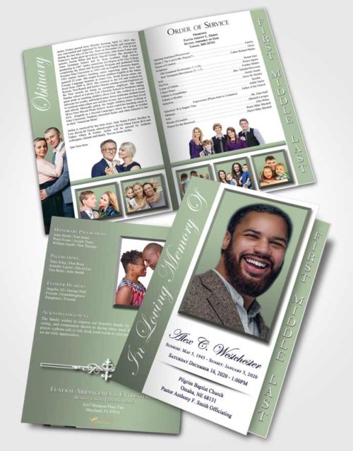 2 Page Graduated Step Fold Funeral Program Template Brochure Passionate Radiance