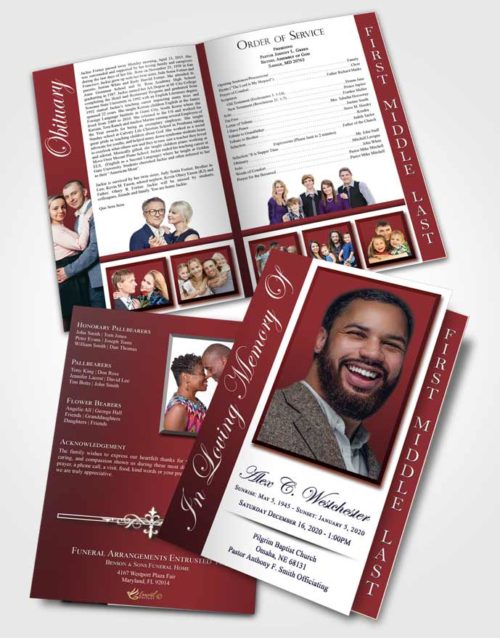 2 Page Graduated Step Fold Funeral Program Template Brochure Perfect Radiance