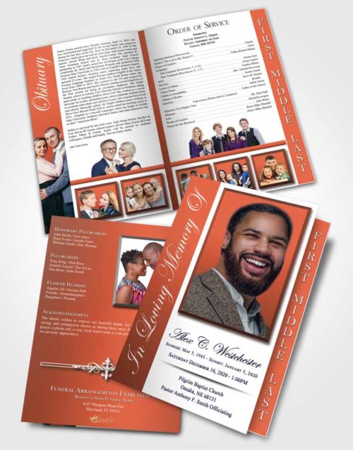 2 Page Graduated Step Fold Funeral Program Template Brochure Polite Radiance