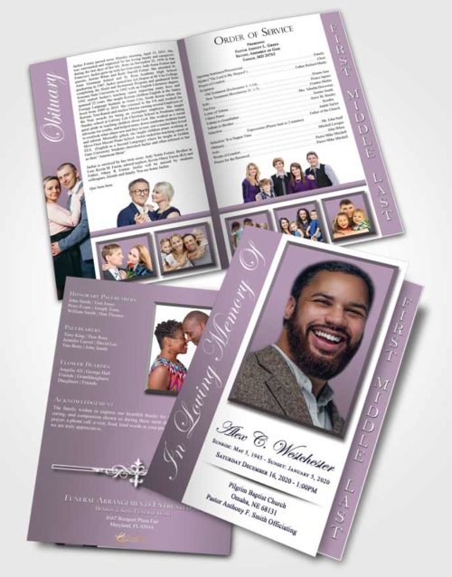 2 Page Graduated Step Fold Funeral Program Template Brochure Quiet Radiance