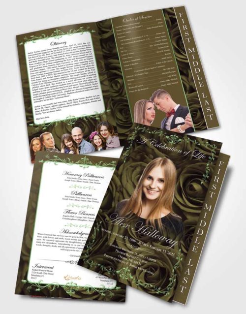 2 Page Graduated Step Fold Funeral Program Template Respectful Afternoon Royal Rose