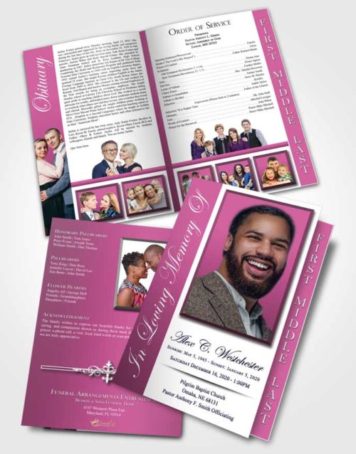 2 Page Graduated Step Fold Funeral Program Template Brochure Respectful Radiance