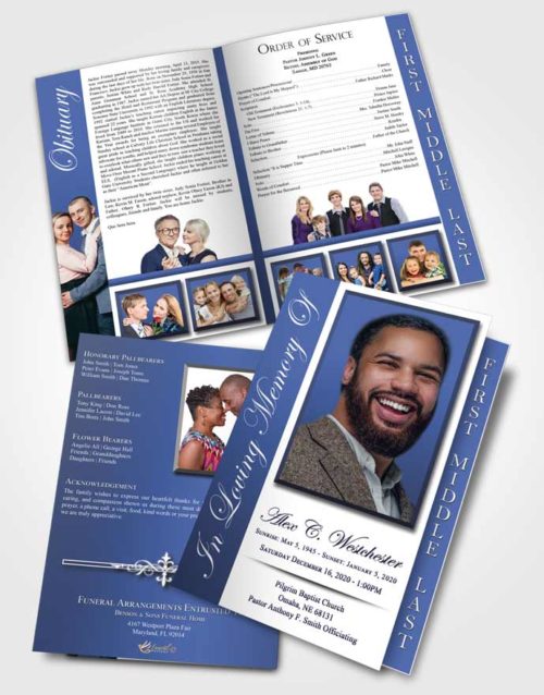 2 Page Graduated Step Fold Funeral Program Template Brochure Shining Radiance